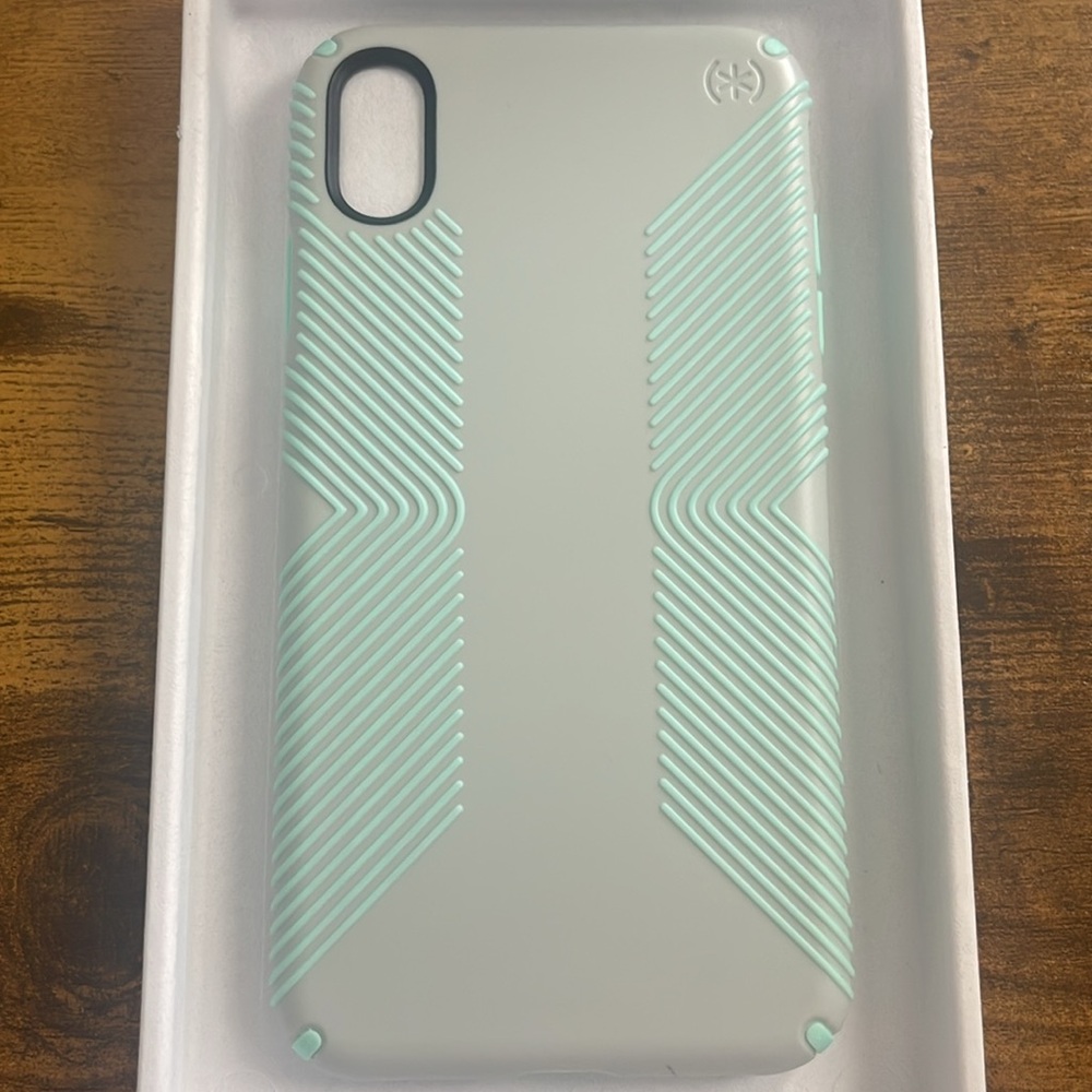 iPhone Xs Max grip case gray and light green